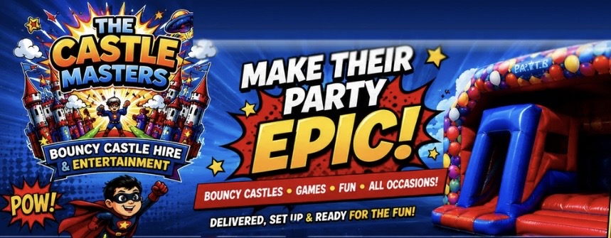 The Castle Masters — bouncy castle hire and entertainment. Make their party epic! Bouncy castles, games and fun for all occasions, delivered and set up.